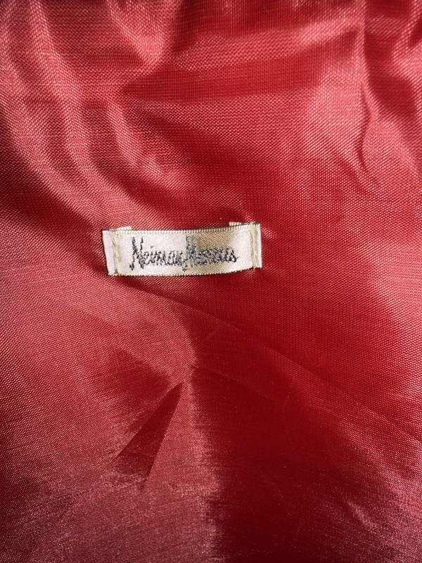 Neiman Marcus large Ruby Red Colored Faux Crocodile Tote Bag Pre-owned Very Good gallery