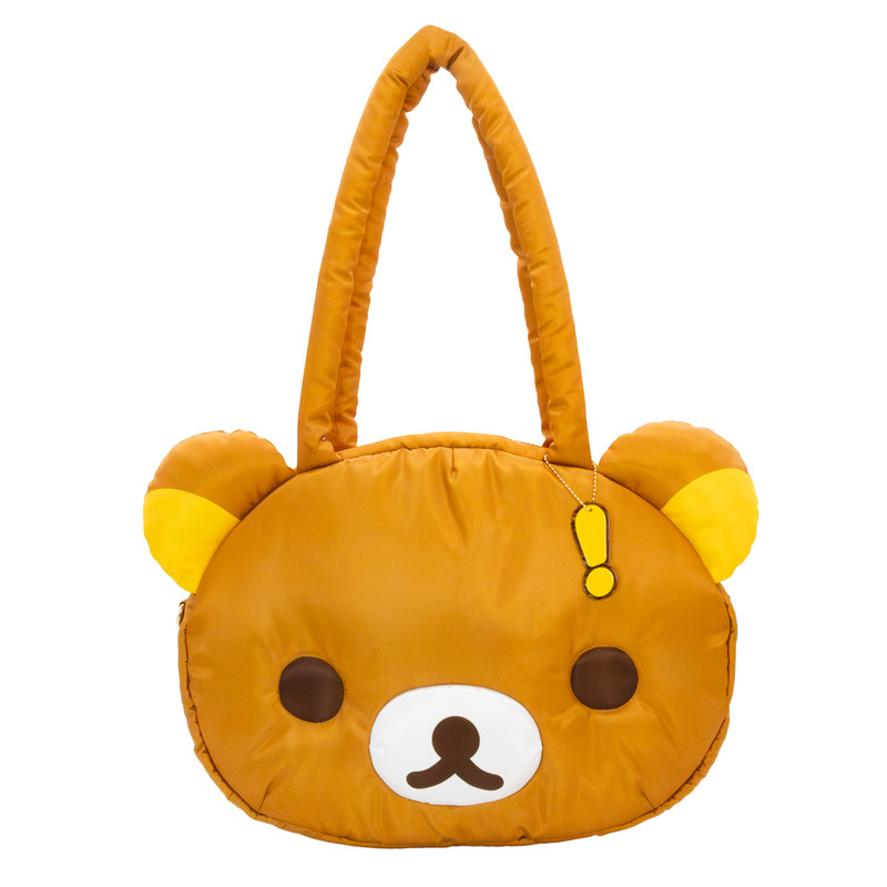Whatever! Makes You Happy Rilakkuma Head Padded Nylon Tote Bag, NEW, FASHION