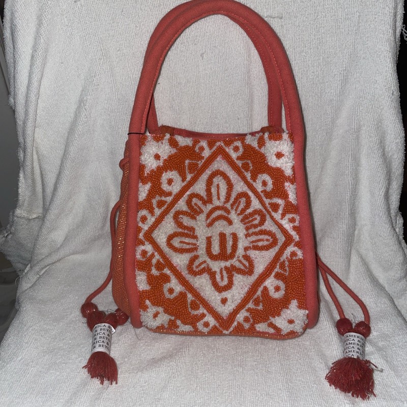 America & Beyond Beige gold Embroidered Sequin Beaded Flap Crossbody Bag
