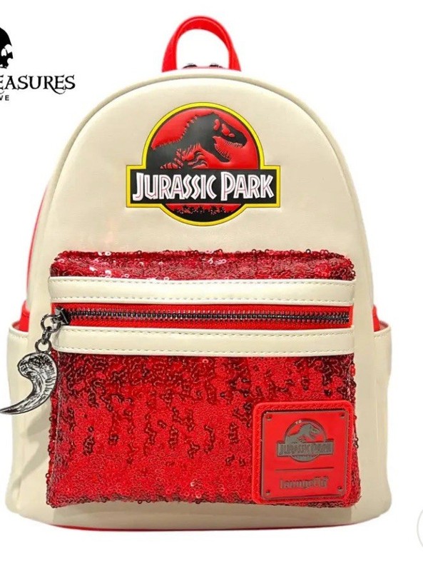 GROTTO TREASURES EXCLUSIVE – LOUNGEFLY JURASSIC PARK RED SEQUIN MINI BACKPACK