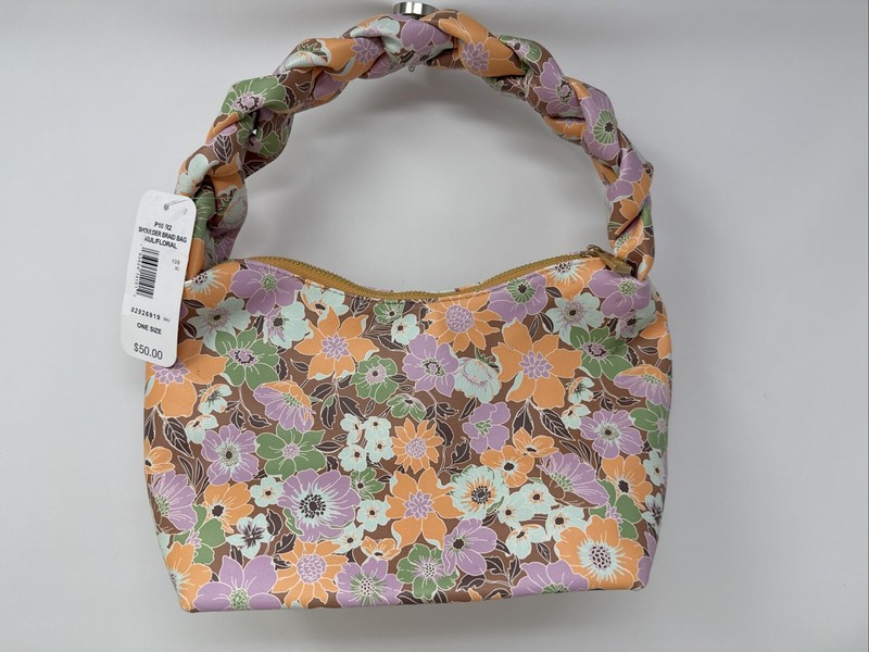 R2 Satchel Handbag Multi-Color Floral Patter Braided Handle NWT
