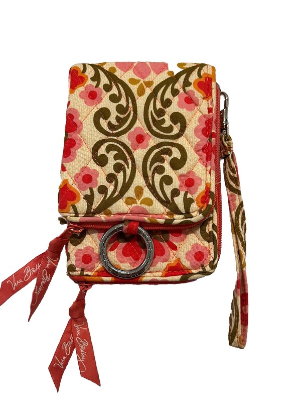 Vera Bradley Wallet Double ID Wristlet Folkloric Pattern Magnetic Closure
