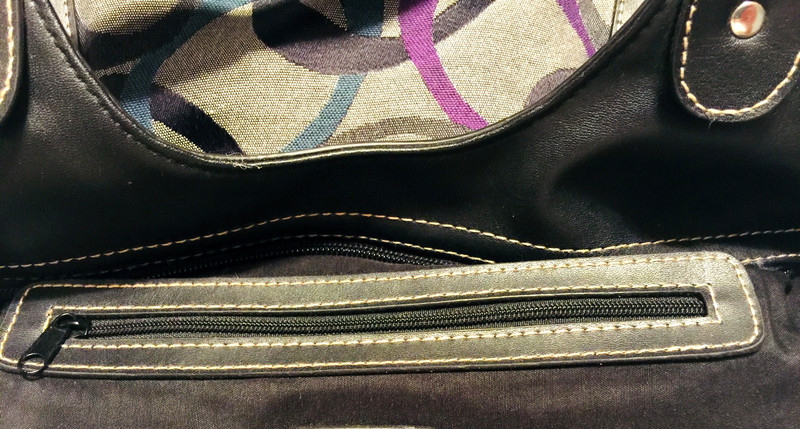 ROSETTI Spacious Fabric Geometric Pattern Purple, Gray & Black Purse Handbag gallery