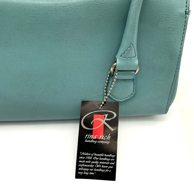 Rina Rich Structured Top Handle Handbag Teal Blue Vegan Leather New with Tags gallery