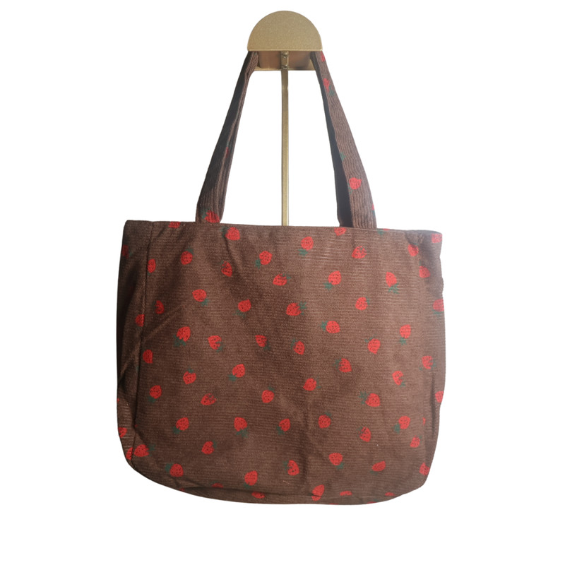 Brownie w/ Orange Berries Corduroy Tote Bag Lightweight Beach Summer Feminine gallery