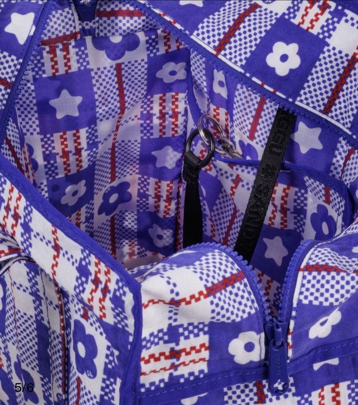 BAGGU X Sandy Liang Large Nylon Market Bag Blue Plaid NWT Limited Collection gallery