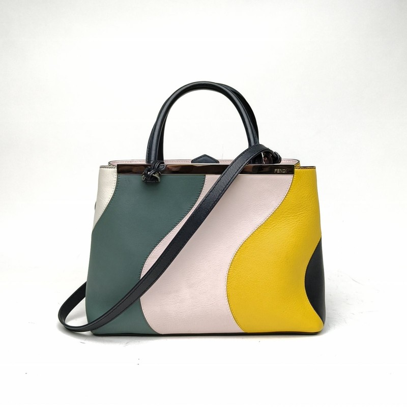 FENDI PETITE 2JOURS Small Size Colorblock Calfskin Shoulder Bag gallery
