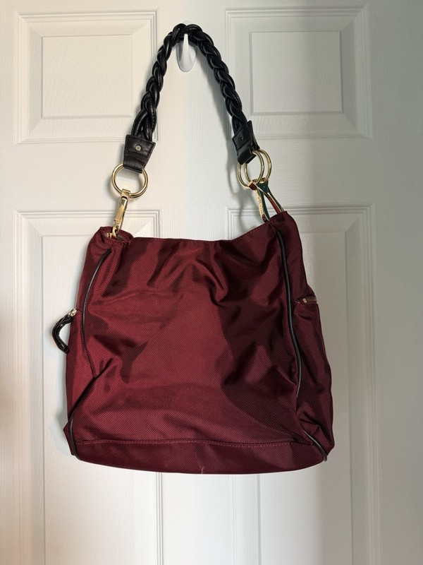 Vintage JPK PARIS 75 NWOT MAROON NYLON LARGE SHOULDER BAG HEAVY DUTY STRAP RARE