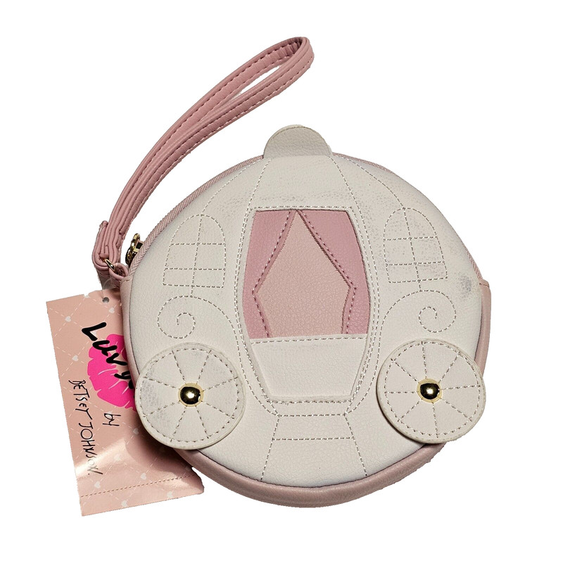 Luv Betsey Johnson Circle Wristlet Coin Purse Ivory Princess Cinderalla Carriage