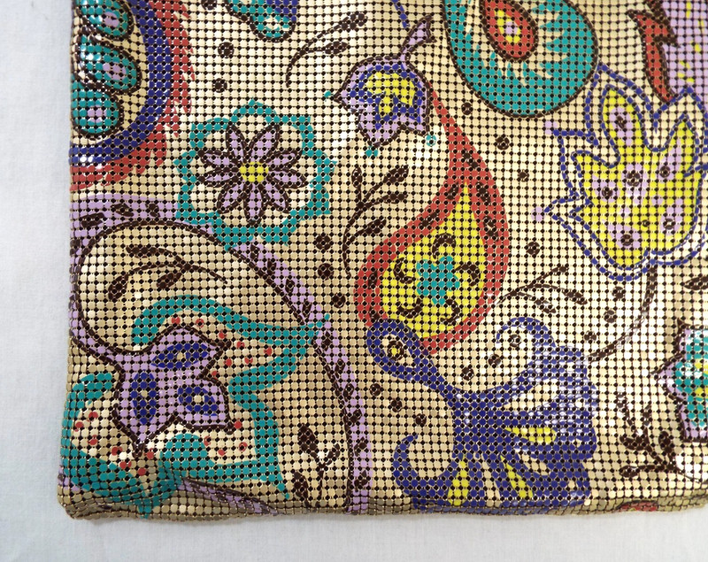 Vintage Whiting & Davis Paisley Mesh Handbag Purse Colorful Enamel Gold PERFECT gallery