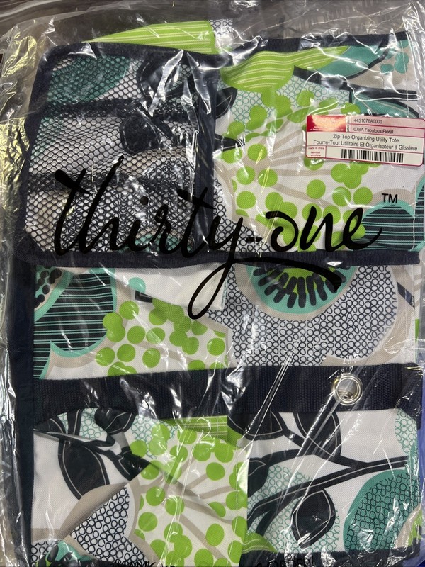 Thirty-One Zip Top Organizing Utility Tote Fabulous Floral Pattern New In Pack