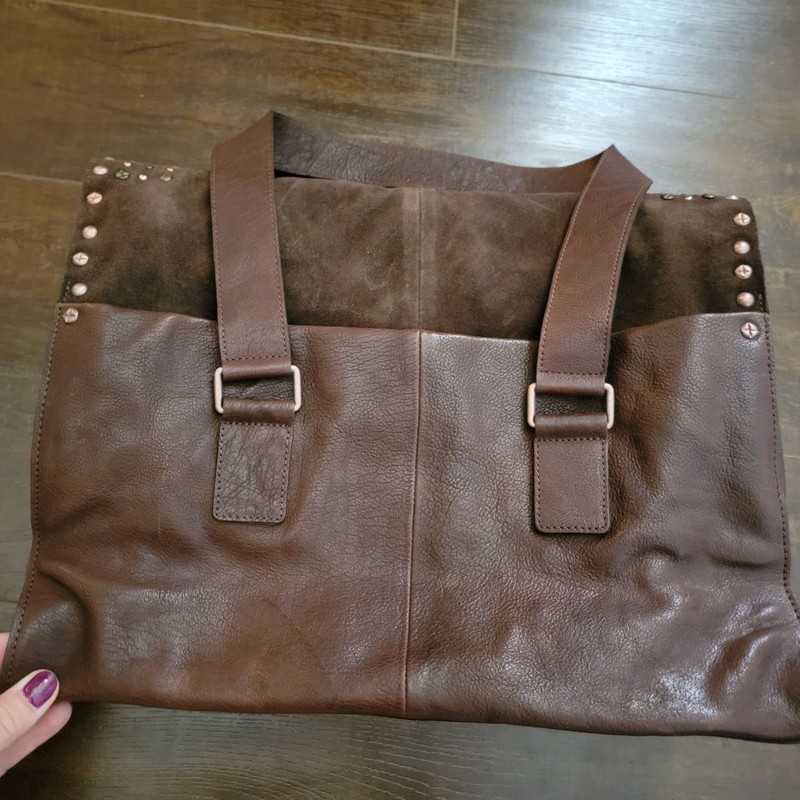 Free People We The Free Shay Stud Tote Leather 90s Vintage Heritage Travel Boss gallery