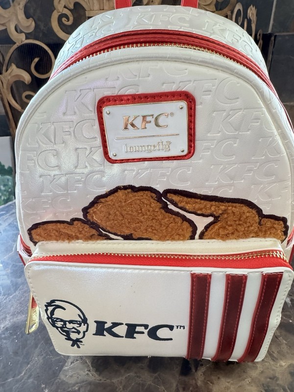 Loungefly KFC Fried Chicken Drum Stick Bucket Sherpa Iridescent Mini Backpack