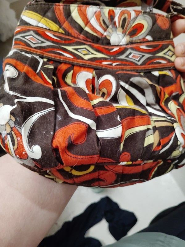 Vera Bradley Small Floral Top Handle Bag Brown Orange Red White Multicolor