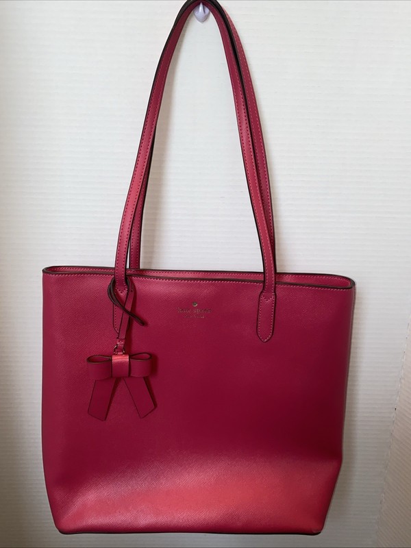 kate spade new york Pink Ruby Tote Bag Bow Accent Zip Shoulder Strap