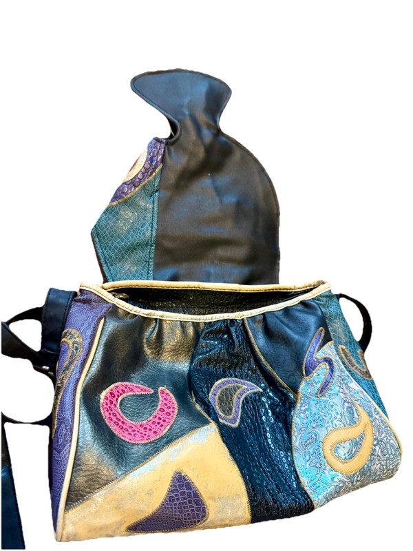 Vintage Alentino NAS BAG Hand Bag 80s 90s Faux Leather Patchwork Womans Purse gallery