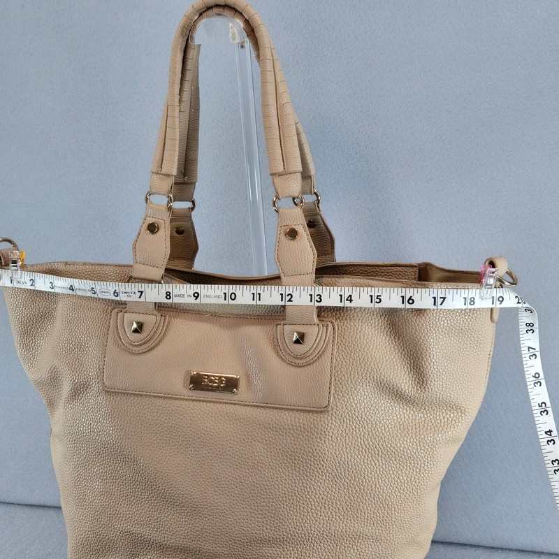 BCBG Paris Beige Textured Leather Tote Bag with Matching Wristlet Clutch gallery
