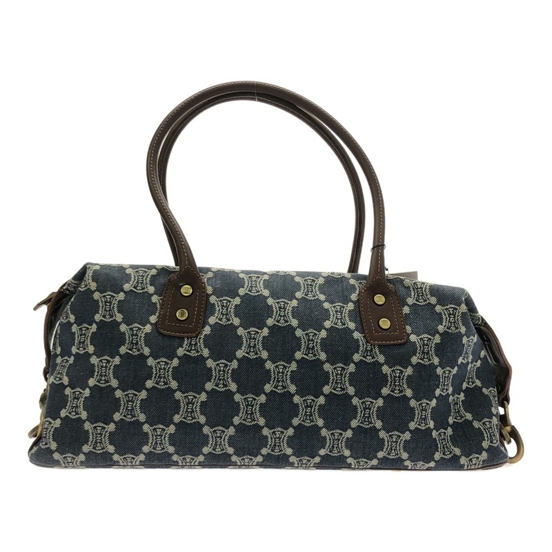 Celine Handbag Paris Macadam Denim Total Pattern Canvas Leather Blue Used NE51-0