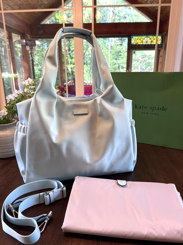 Kate Spade Carter Large Baby Diaper Bag Tote with Changing Pad Chelsea Crisp Sky