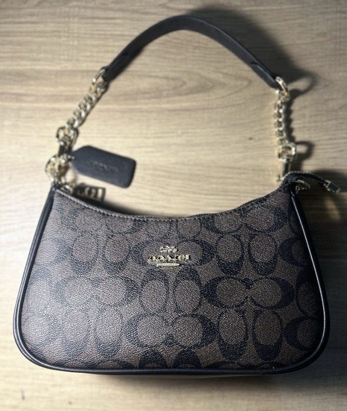COACH CA548 Teri Shoulder Bag In Signature Canvas/Gold/Walnut/Black New gallery