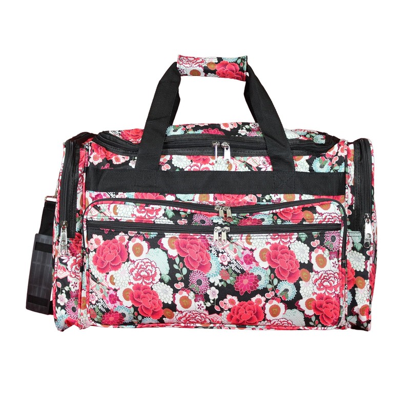 Floral Prints 22-Inch Carry-On Duffle Bag W/ Adjustable Shoulder Strap Flowers