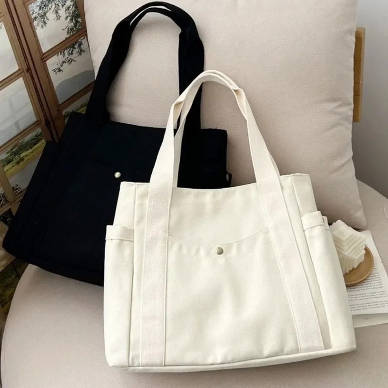 Stylish Large Canvas Tote Bag for Work, College & Daily Use - Women's Shoulder gallery
