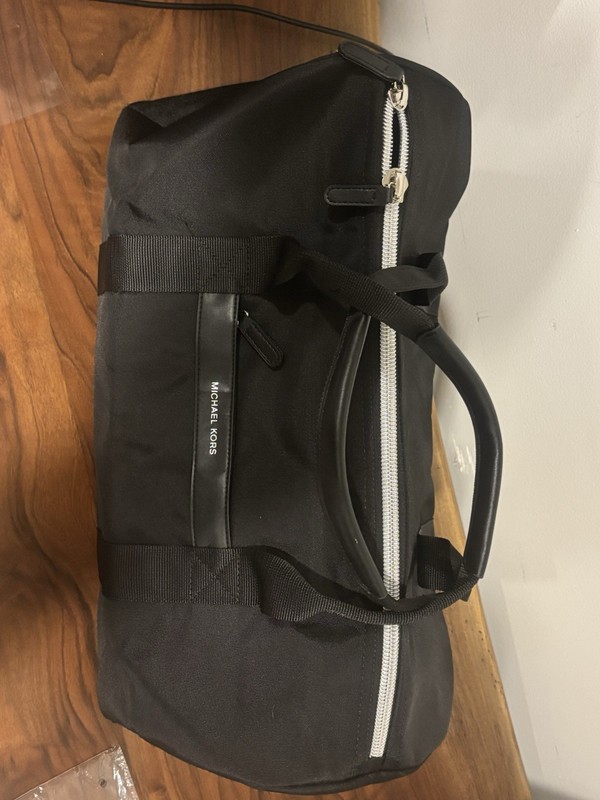 Michael Kors Fragrance Heavy Duty Black Duffel Bag Gym Travel New without Tag gallery