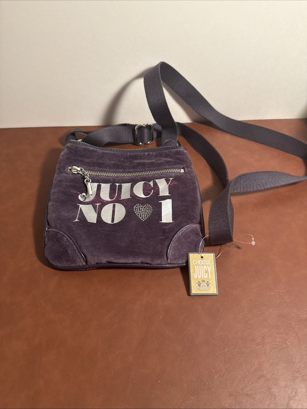 Velour velvet juicy couture crossbody purse bag Cute little juicy heart bag