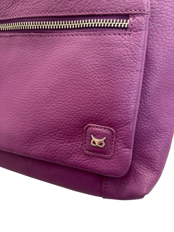 Wise Owl Womens Leather Crossbody Strap Multi Pocket Purse Brown gallery