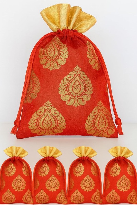 20 Pcs Potli Bag For Gifting 23X18CM Women Kitty Parties Shagun Pouch Red