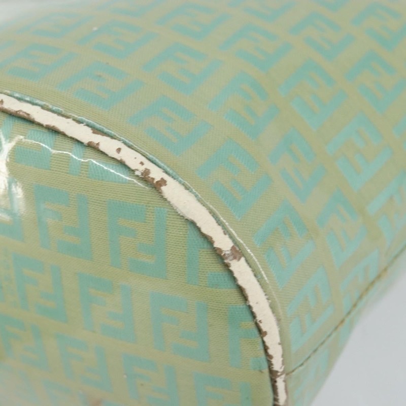 FENDI Zucchino Canvas Mamma Baguette Bag Enamel Peppermint Gold Auth 147538 gallery