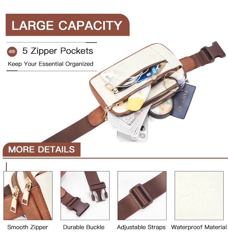 TELENA Fanny Packs for Women Cross Body Leather Belt Bag Fashionable Adjustable gallery