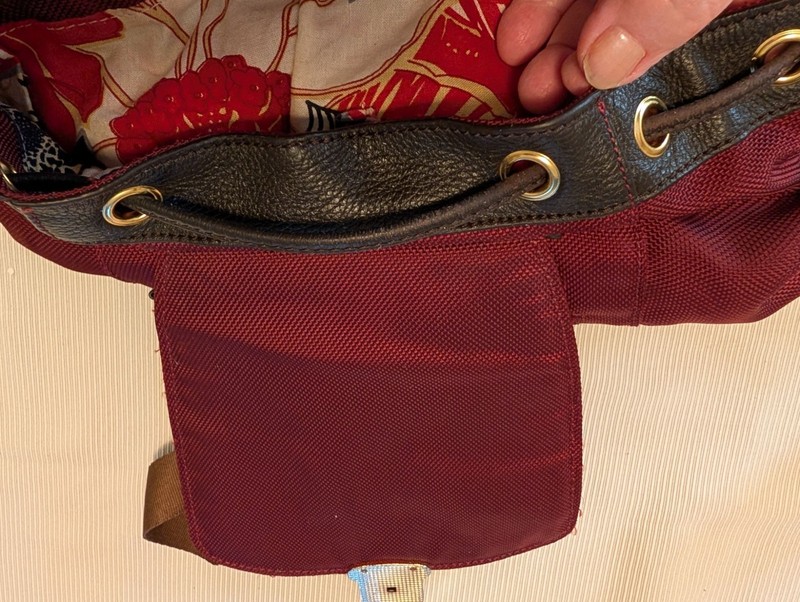 JPK Paris 75 Burgundy Nylon & Leather Backpack With Gold Hardware gallery