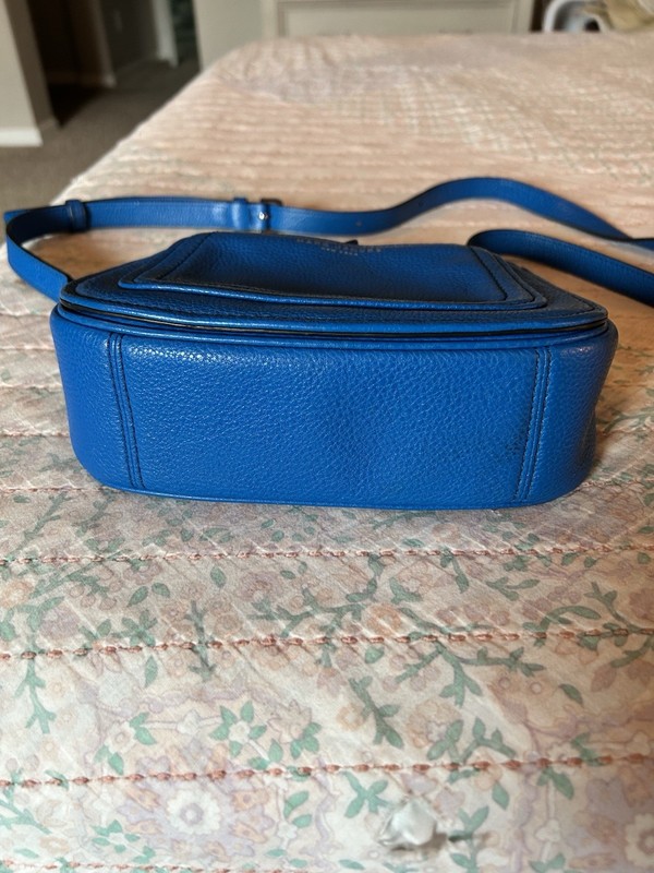 MARC JACOBS Empire City Large Royal Blue Leather Messenger Crossbody Saddle Bag gallery
