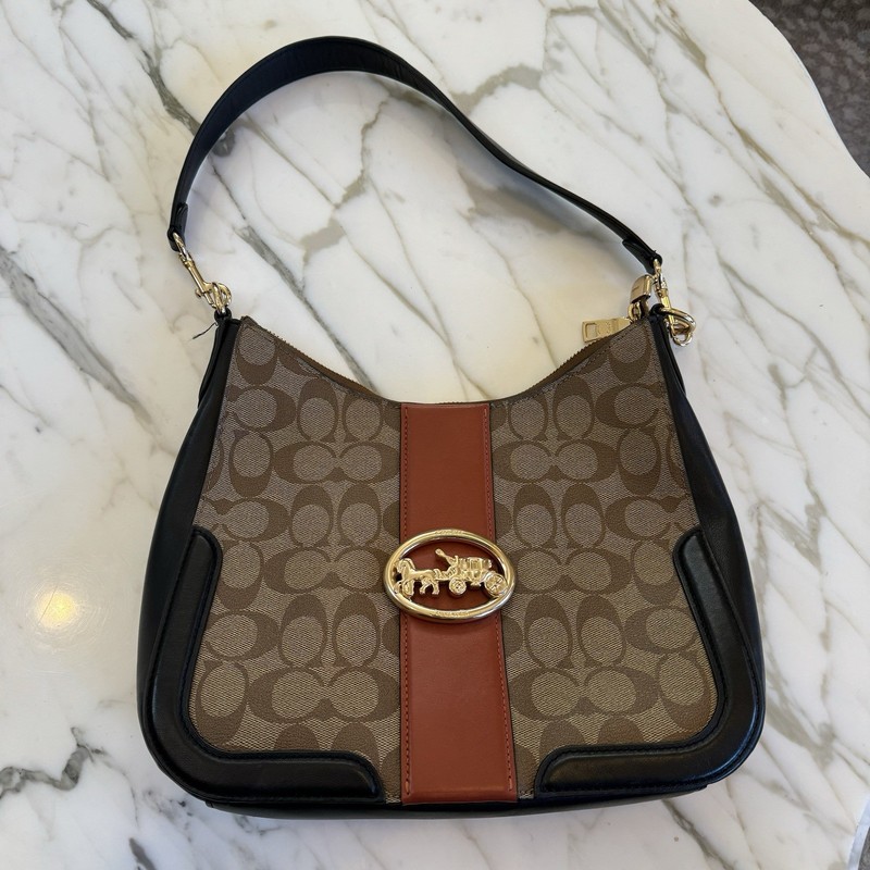Coach Georgie Women’s Hobo Bag, Medium – Gold/Khaki/Terracotta Multi (C7229)