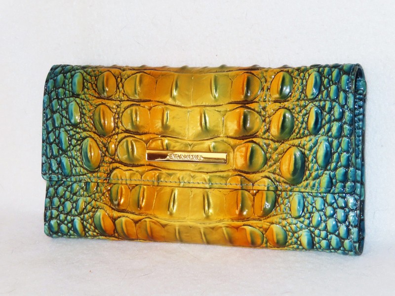 BRAHMIN Shimmery BERMUDA OMBRE AQUA, ORANGE, GOLD CORDELIA WALLET SUMMER NWT