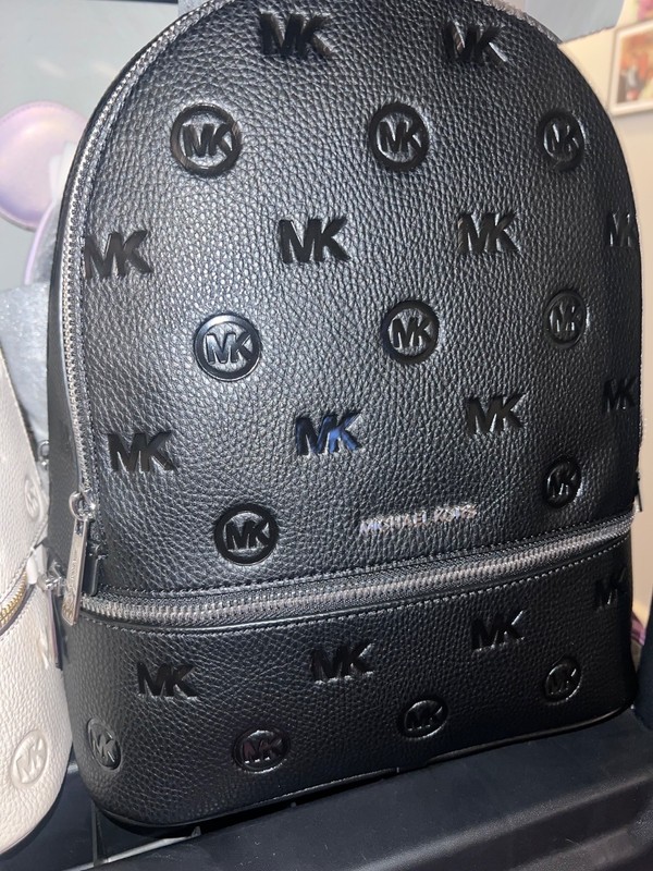 Michael Kors Rhea Medium Logo Debossed Zip Backpack Bag Black