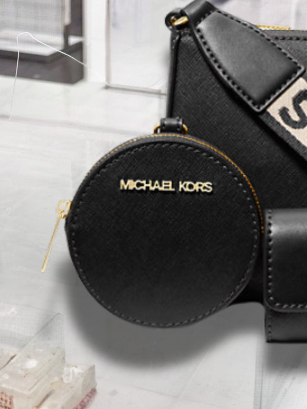 Michael Kors Jet Set Women Small Leather Crossbody Bag with Airpods Case Black gallery