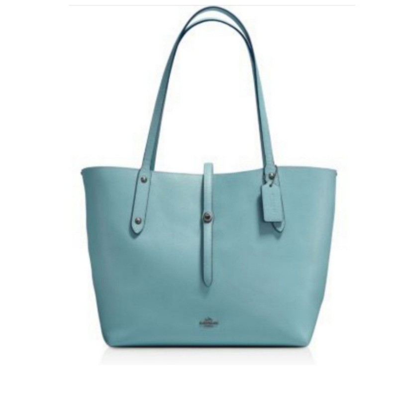 Coach Large Market Pebbled Leather Tote Shoulder Bag Cornflower Blue 58849 W Bag gallery