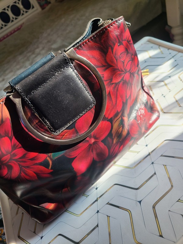 NEW PATRICIA NASH satchel crossbody Empoli leather Bangle handles Rustic Mums gallery