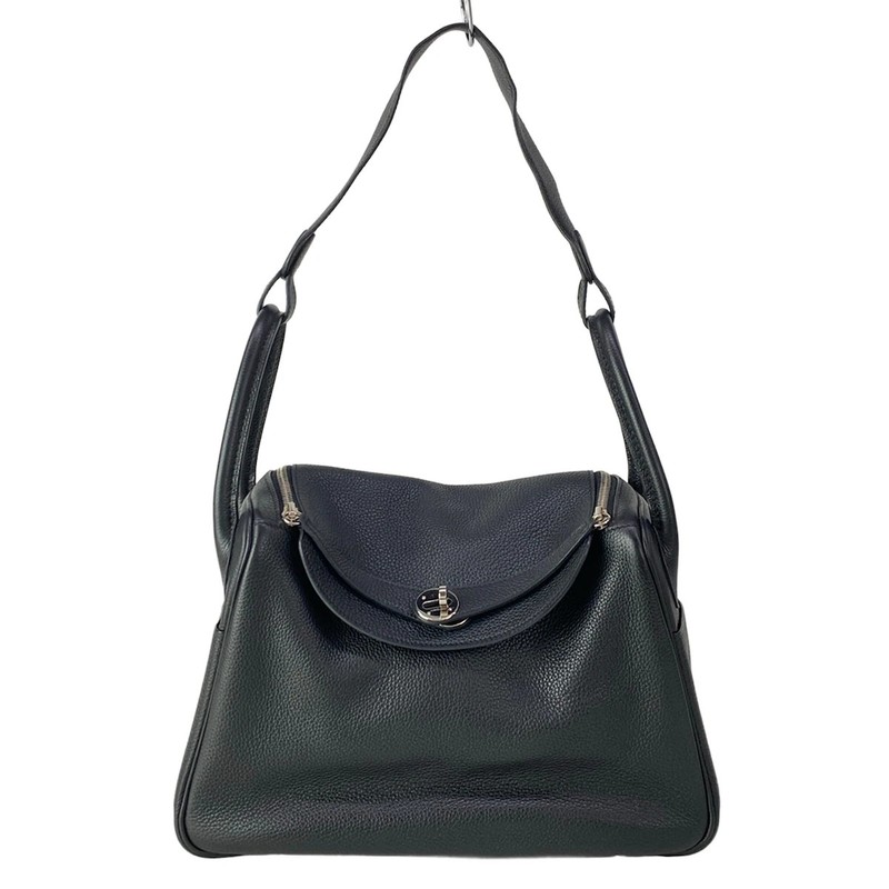 HERMES Lydie 30 Black Taurillon Clemence Square M Shoulder Bag