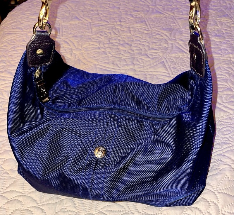 JEAN PIERRE PARIS JPK75 BLUE NYLON HOBO SHOULDER BAG HEAVY DUTY VERY SLOUCHY gallery