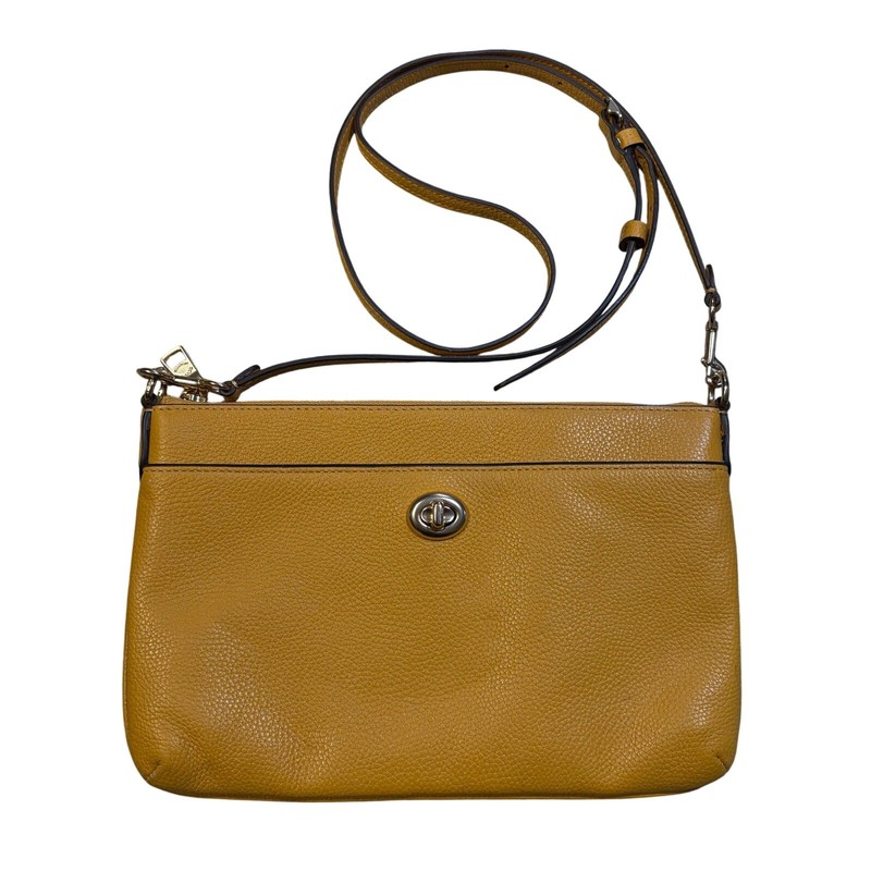 Coach Pebbled Leather Polly Top Zip Crossbody Clutch Purse Shoulder Bag Butter