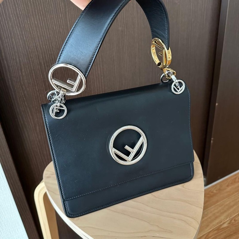 Fendi Kan I F 8BT2842IHF0GXN Shoulder Bag Crossbody Calf Leather Black