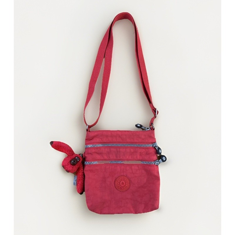 Kipling Keiko Pink Nylon Crossbody Bag Mini Messenger Travel Purse Gorilla Charm