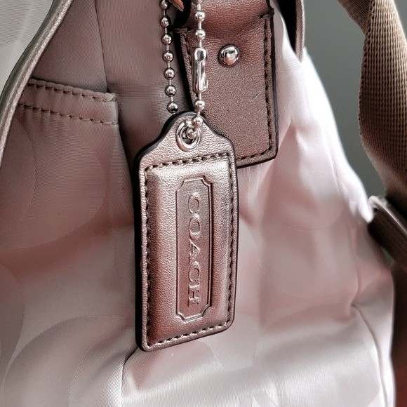 Coach F77490 Signature Nylon Leather Metallic Bronze Messenger Bag Y2K NWT gallery