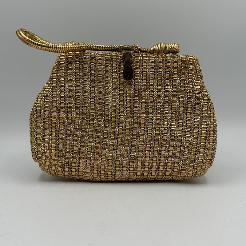 Vintage Gold Clutch Purse Clam Shell Tiny Evening Bag Clasp Closure