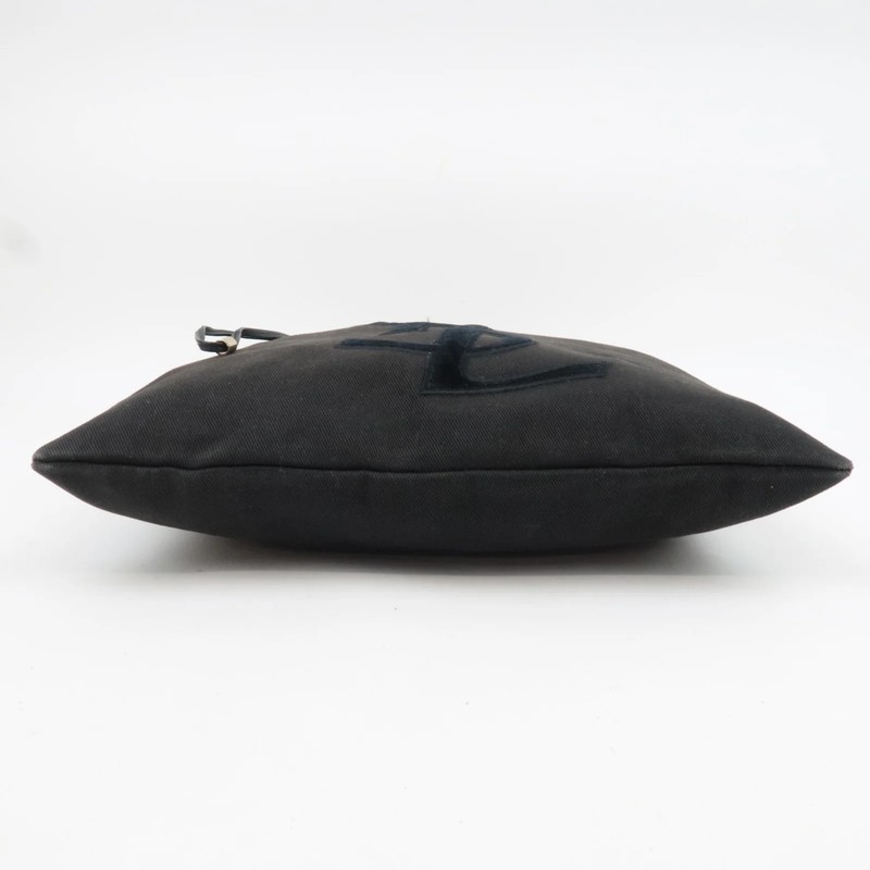 SAINT LAURENT YSL Kahala Canvas Velour Tote Bag Black 121631 Authentic gallery