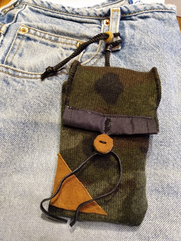 Unique Handmade Repurposed Material Camo Belt Bag Loop and Toggle Hanger Boho