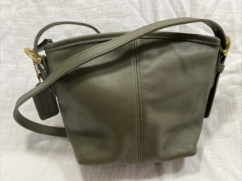 COACH 90’s LODEN LEATHER SMALL BASKET BAG USA 4017 Drab Moss Green BARELY WORN